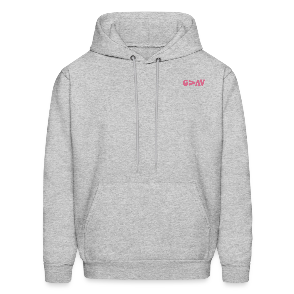 God Is Greater Than Our Highs and Lows Pink Daisies Hoodie - heather gray