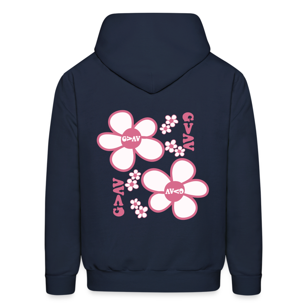 God Is Greater Than Our Highs and Lows Pink Daisies Hoodie - navy