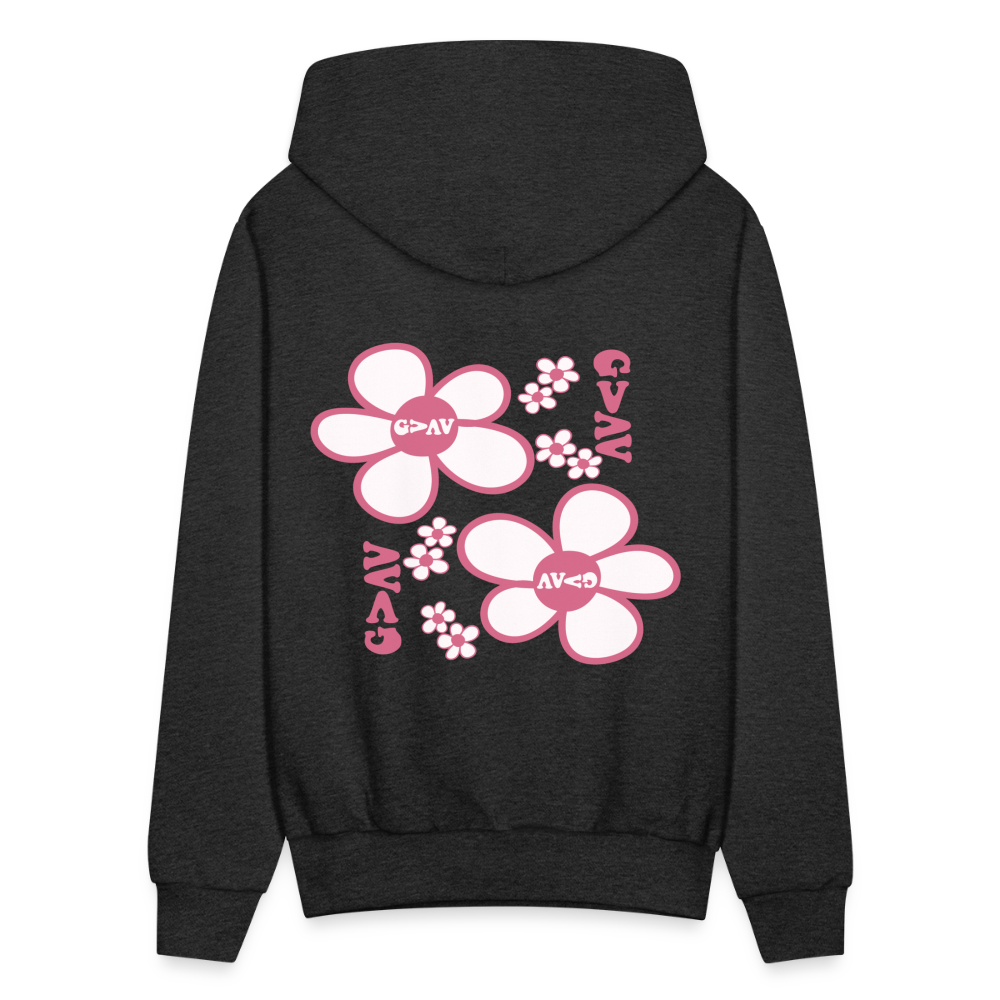 God Is Greater Than Our Highs and Lows Pink Daisies Hoodie - charcoal grey