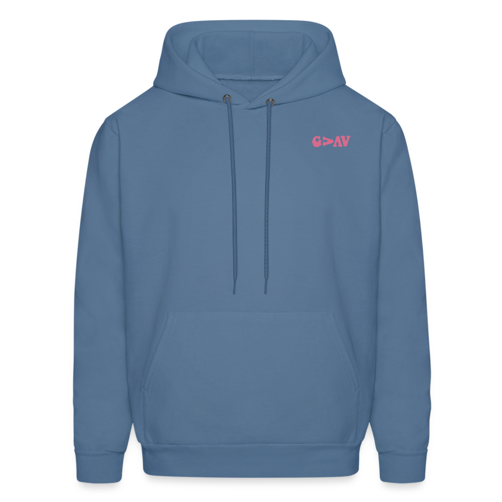 God Is Greater Than Our Highs and Lows Pink Daisies Hoodie - denim blue