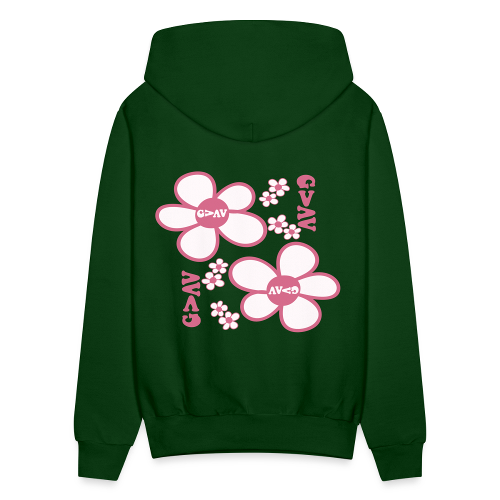 God Is Greater Than Our Highs and Lows Pink Daisies Hoodie - forest green