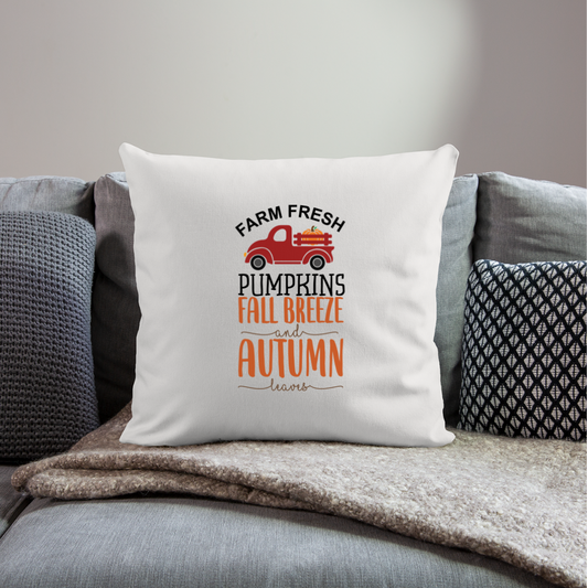Farm Fresh Pumpkins Fall Breeze and Autumn Leaves Pillow Cover - natural white
