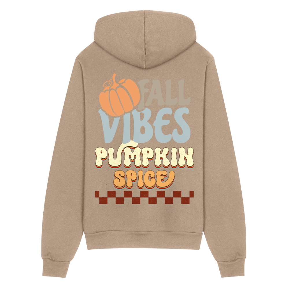 Fall Vibes Pumpkin Spice Adult Zip-Up Hoodie - tan