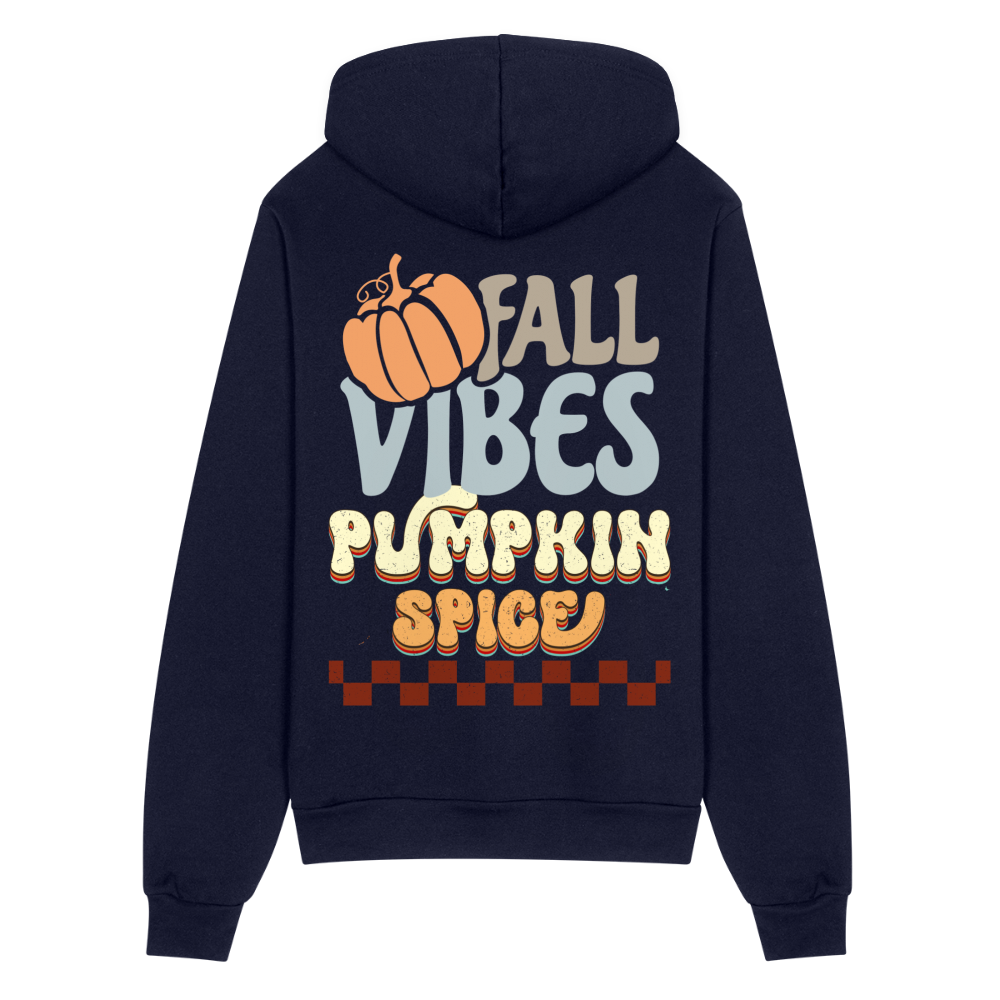Fall Vibes Pumpkin Spice Adult Zip-Up Hoodie - navy