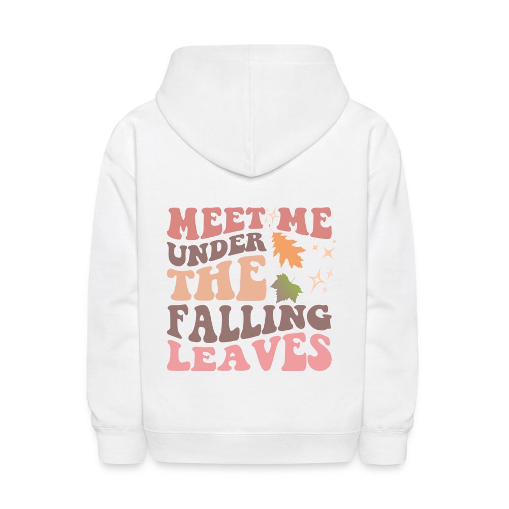 Meet Me Under The Falling Leaves Fall Vibes Kids' Hoodie - white