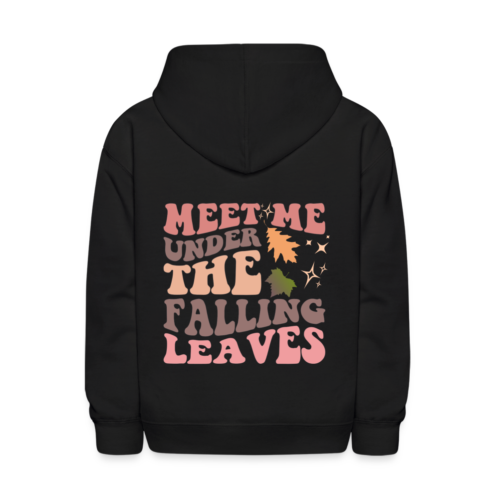 Meet Me Under The Falling Leaves Fall Vibes Kids' Hoodie - black