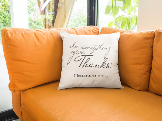 In Everything Give Thanks Faux Suede Square Pillow