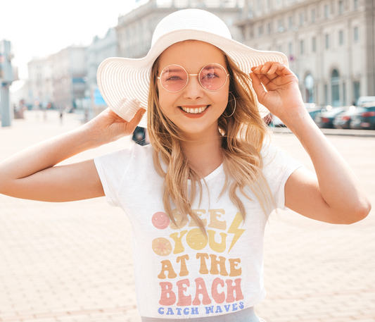 See You At The Beach Catch Waves Youth Cotton T-Shirt