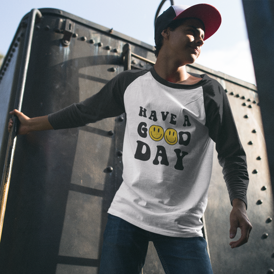 Have A Good Day Smile Youth Baseball Jersey Tee